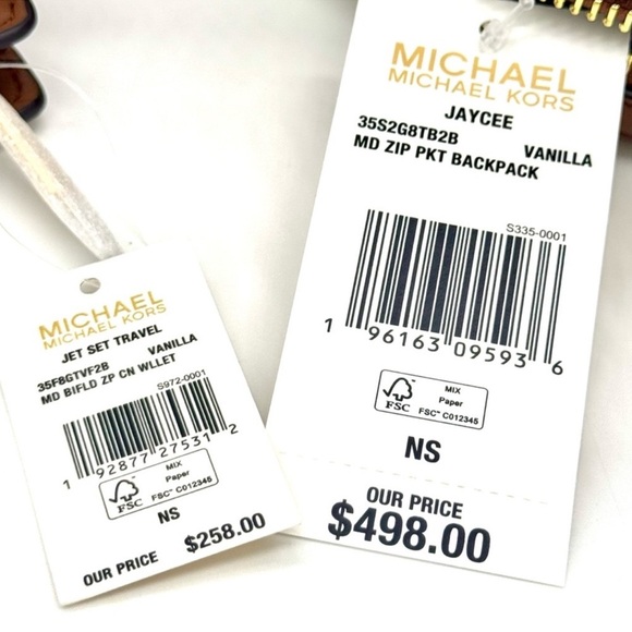 Michael Kors Medium Jaycee Zip Pocket Backpack & Bifold Zip Chain Wallet Vanilla - Picture 15 of 15